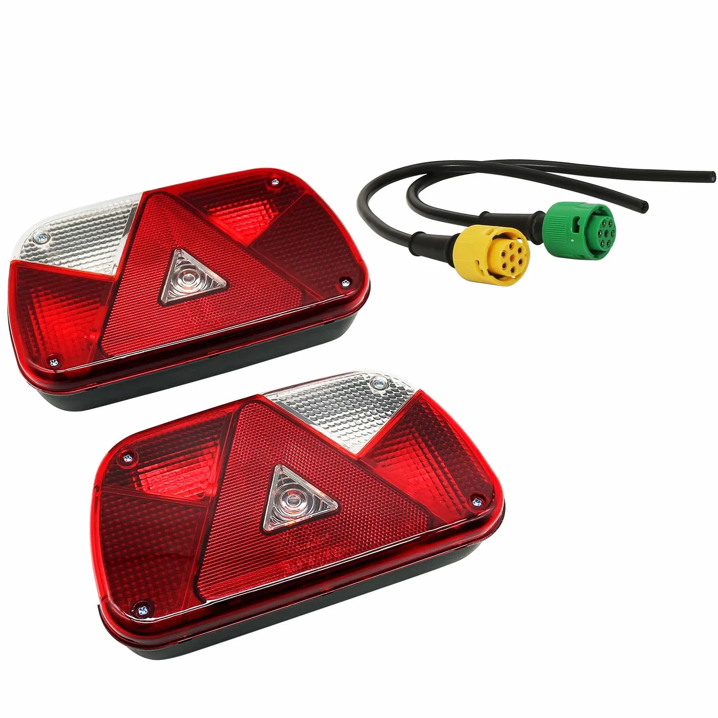 Zestaw tylnych świateł przyczepy, tylna lampa, 12 V, uniwersalny zestaw świateł tylnych do przyczepy, z 2 szt. 30 cm długości, 6-żyłowy kabel do przyczepy kempingowej, ciężarówki, przyczepy,